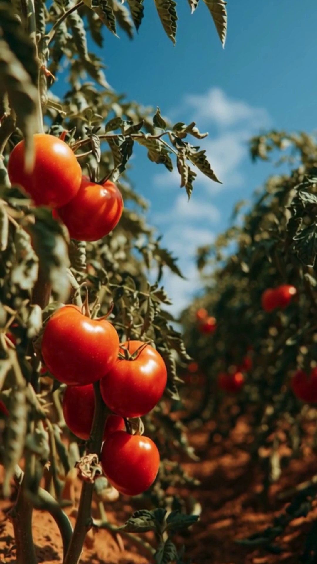 Mechaalany ripe tomatoes on green vines